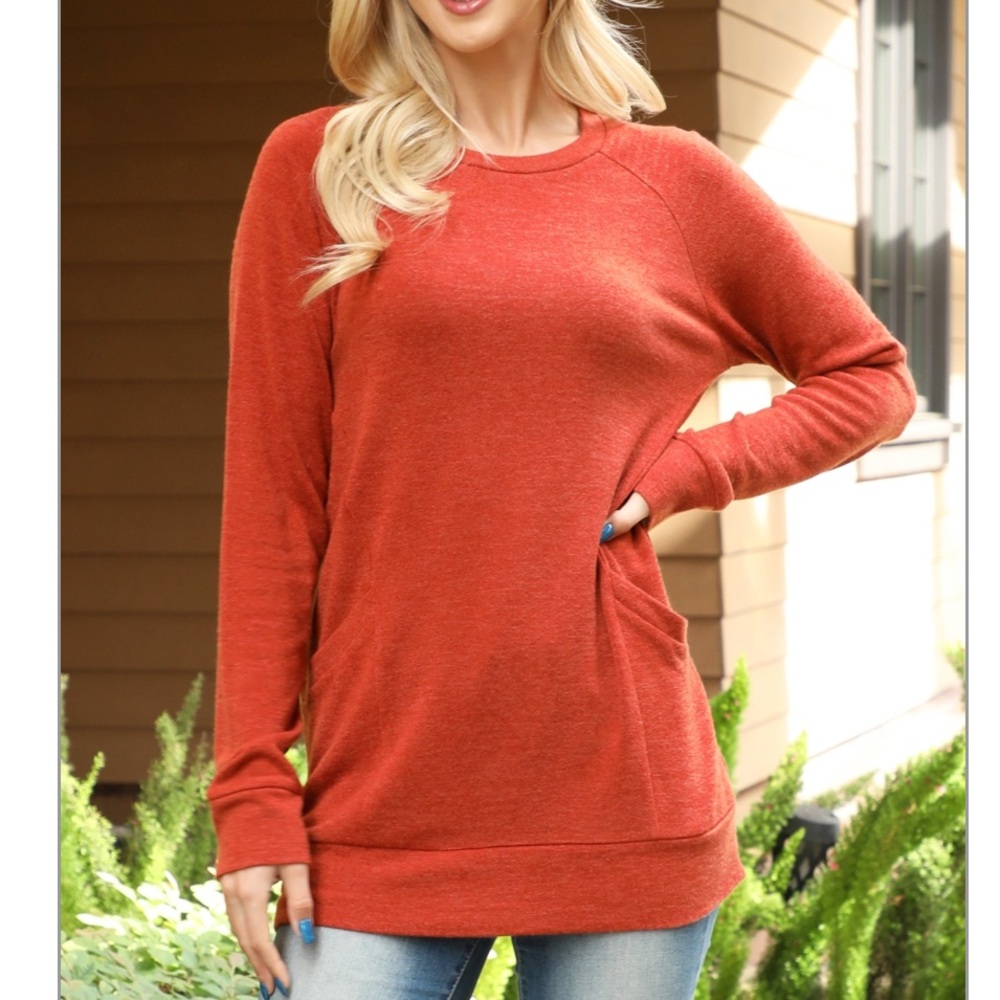 Women's Orange long sleeve top womens